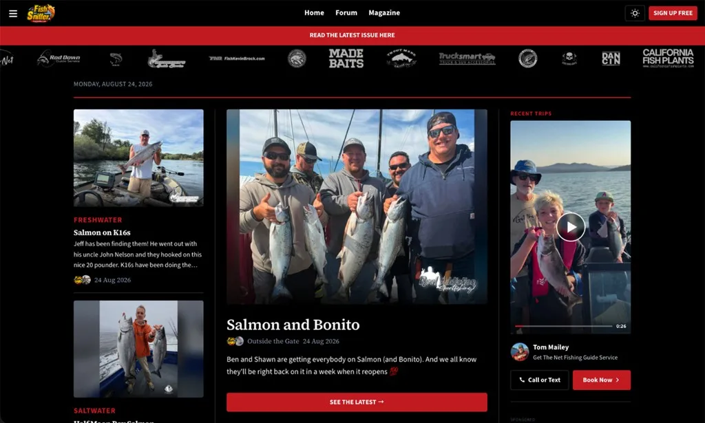 A fishing publication website with current stories